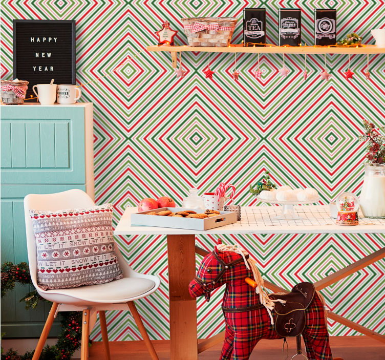 Festive squares christmas wallpaper - TenStickers