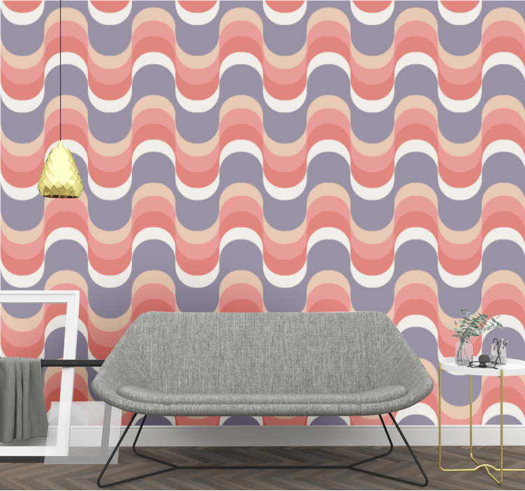Geometric groovy pattern Living Room Wallpaper - TenStickers