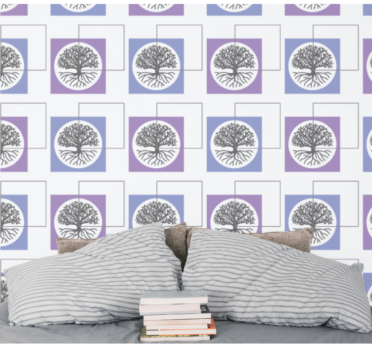 Geometric Tree Design bedroom wallpaper - TenStickers
