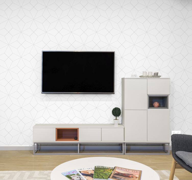 Minimalist line grid shapes wallpaper - TenStickers