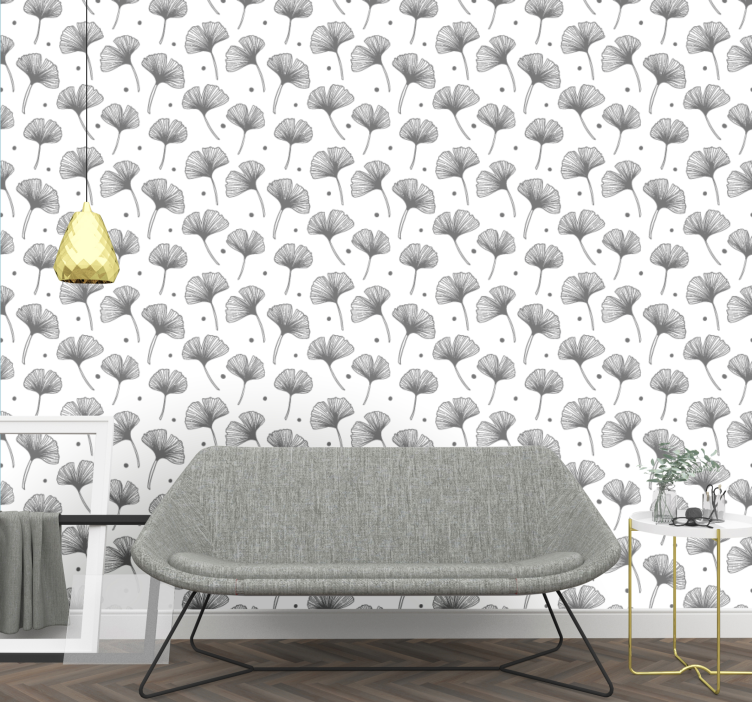 Ginkgo Biloba Pattern leaf wallpaper - TenStickers