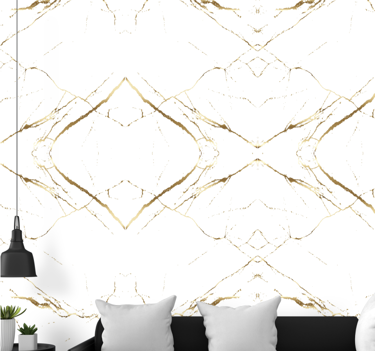 Golden and white marble marble wallpaper - TenStickers