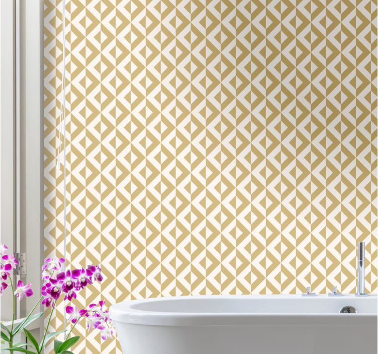 Golden and white triangles motif geometric wallpaper - TenStickers