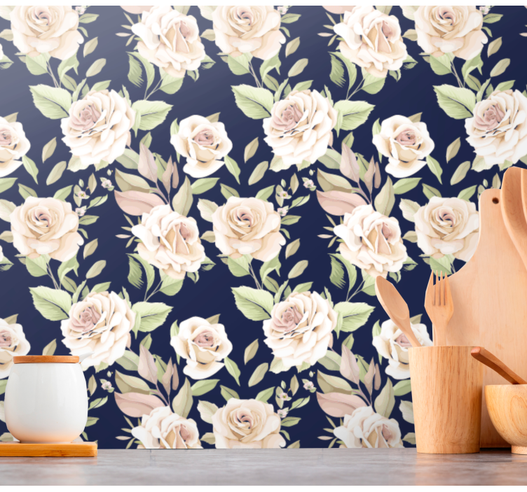 Graceful Botanical Arrangement floral ornament wallpaper - TenStickers