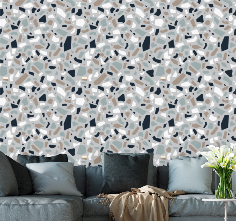 Gray elegant terrazzo texture pattern wallpaper - TenStickers