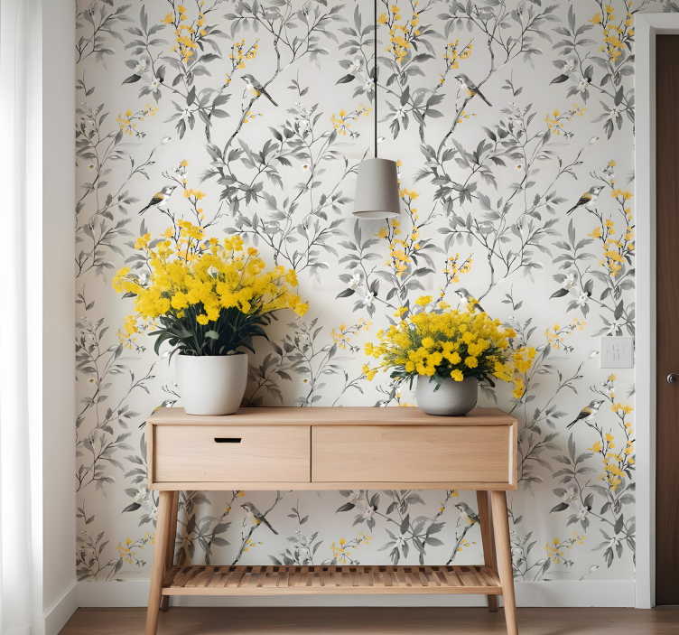 Gray forest design entryway wallpaper - TenStickers