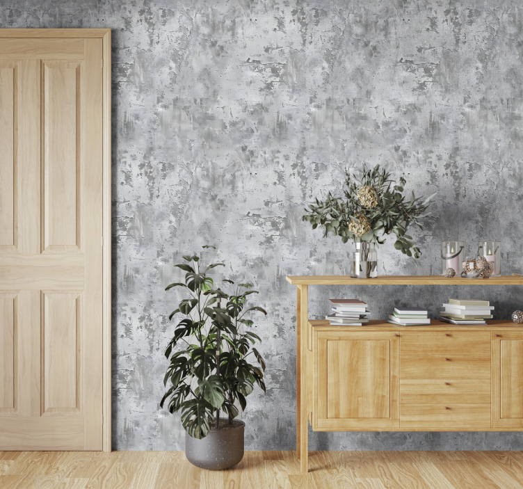 Gray stone effect entryway wallpaper - TenStickers