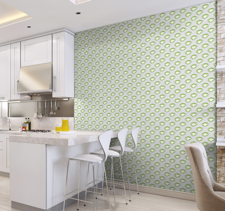 Green apple pattern Kitchen Wallpaper - TenStickers