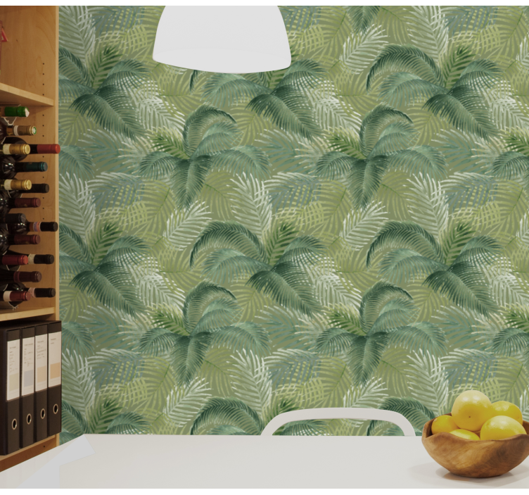 Green leaves pattern  leaf wallpaper - TenStickers