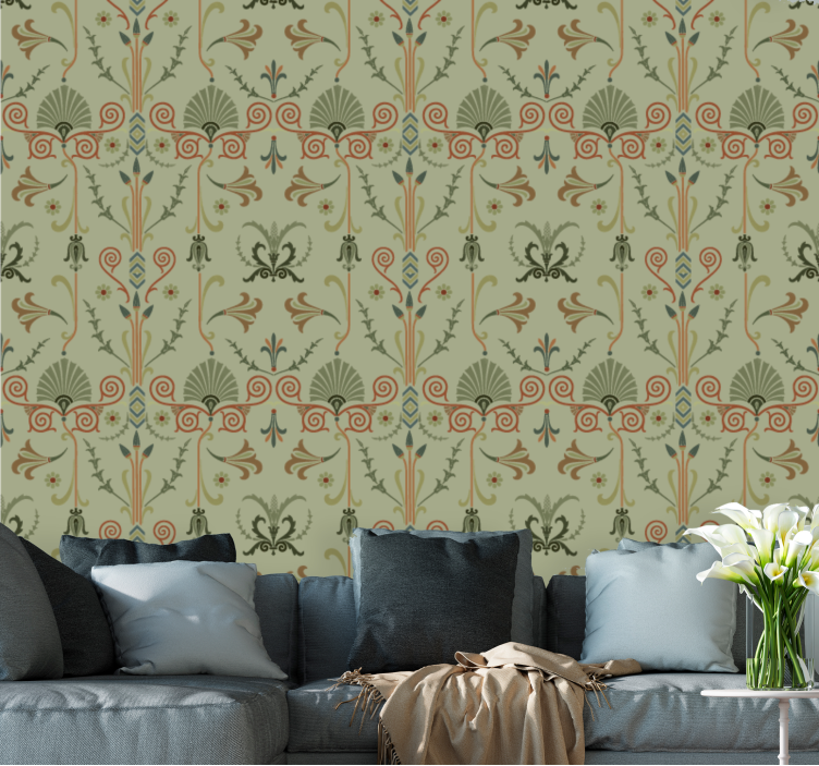 Green vine decor living room wallpaper - TenStickers