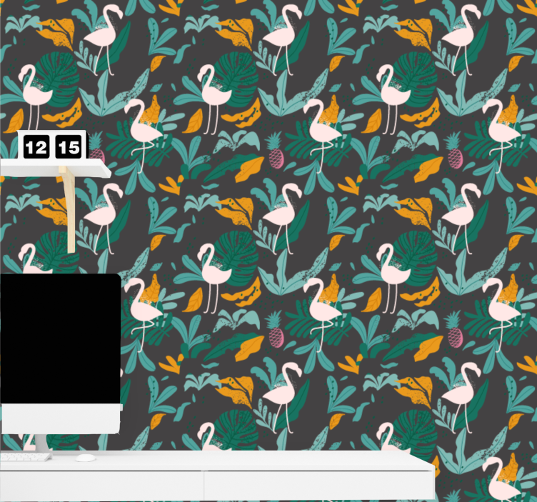 Grey background white birds Animal Wallpaper - TenStickers