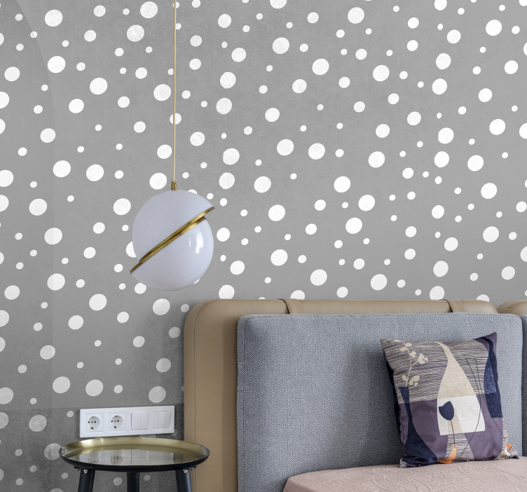 Grey different size dots Spotty wallpaper - TenStickers