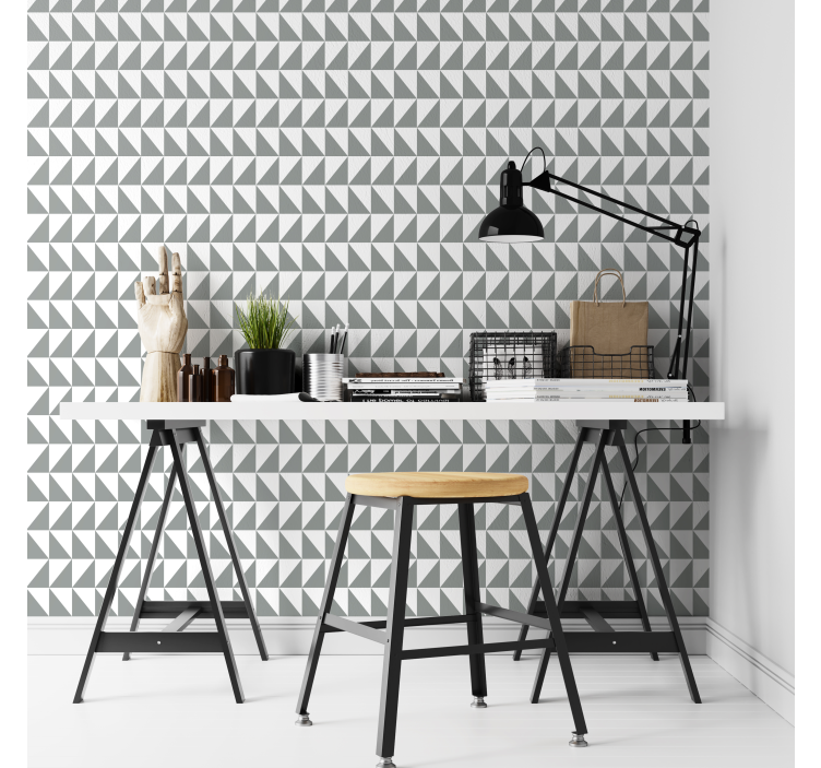 Grey geometric pattern office wallpaper - TenStickers
