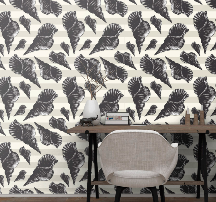 Hand draw seashell vintage Shell wallpaper - TenStickers