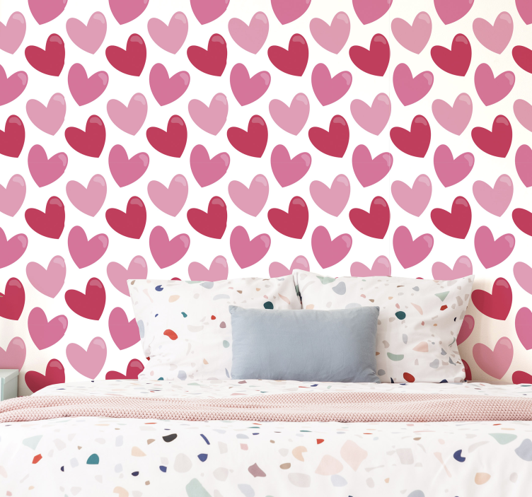 Heart Motifs polka dots wallpaper - TenStickers