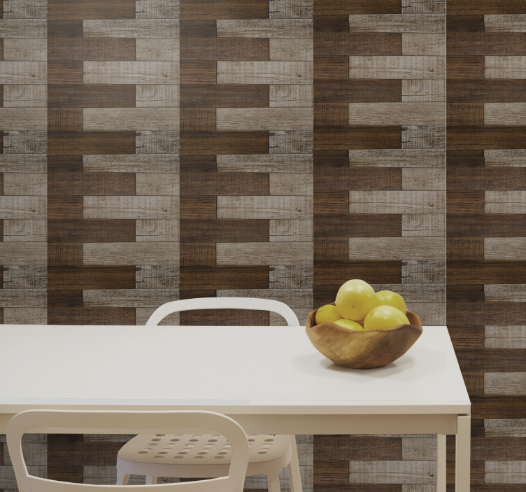 Herringbone Parquet wood wallpaper - TenStickers