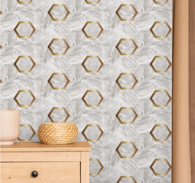 Hexagon Pattern Design marble wallpaper - TenStickers