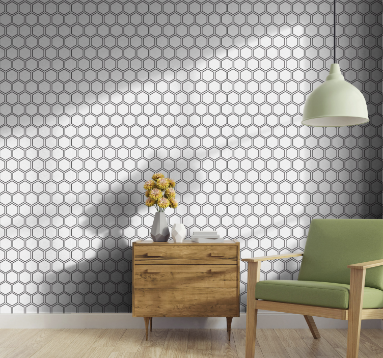 Hexagonal Geometry geometric wallpaper - TenStickers