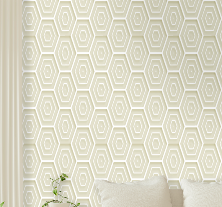 Hexagonal Structure geometric wallpaper - TenStickers