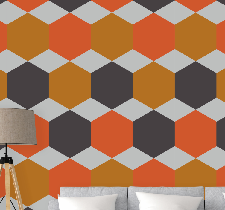 Honeycomb Shapes geometric wallpaper - TenStickers