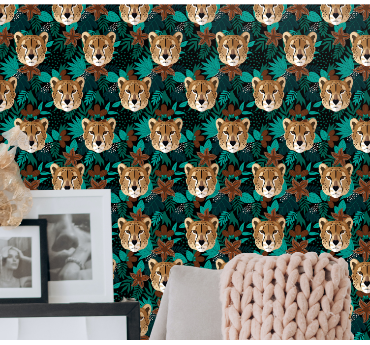Jungle Cheetah Pattern animal wallpaper - TenStickers