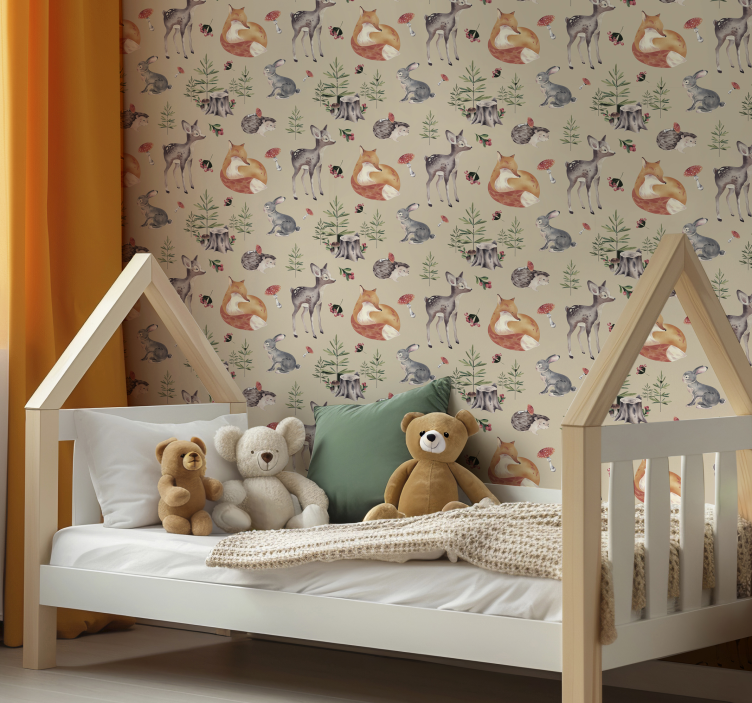 Kids' forest pattern animal wallpaper - TenStickers
