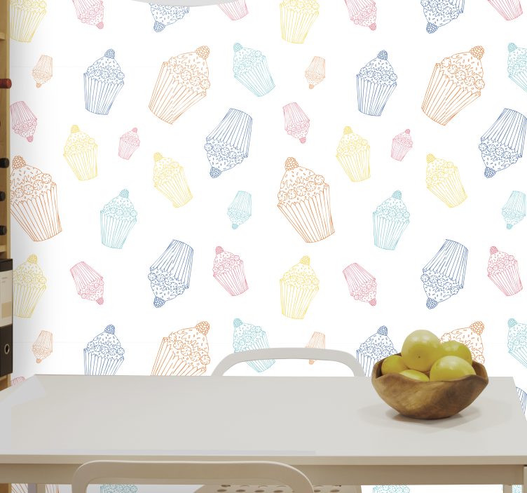 Colorful cupcakes kitchen wallpaper - TenStickers