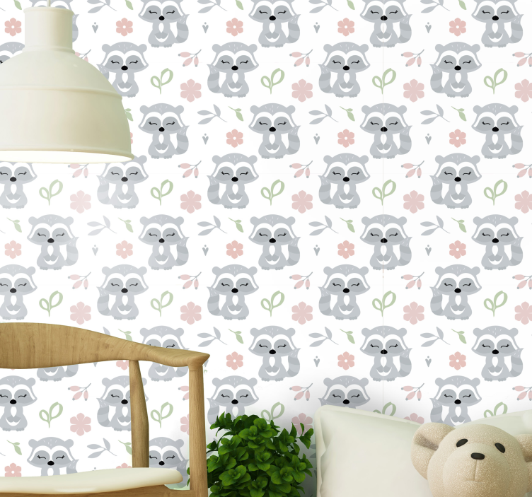 Lovely Raccoons animal wallpaper - TenStickers