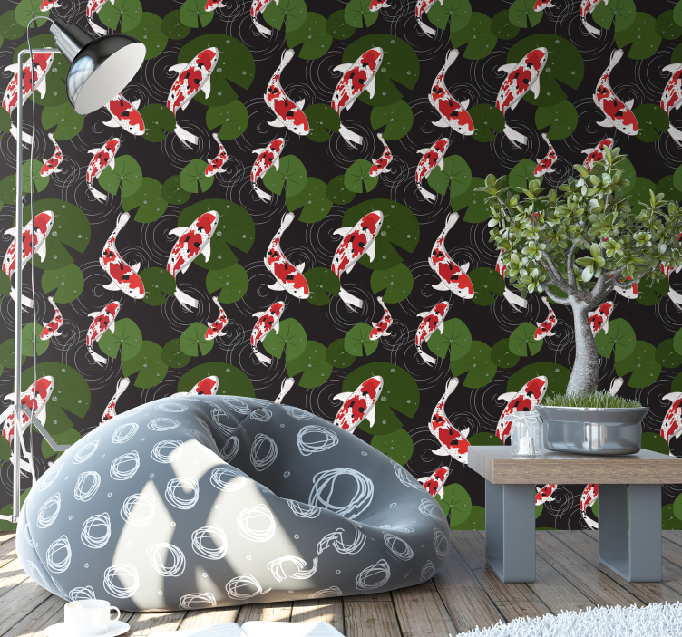 Koi Pond Scenery fish wallpaper - TenStickers