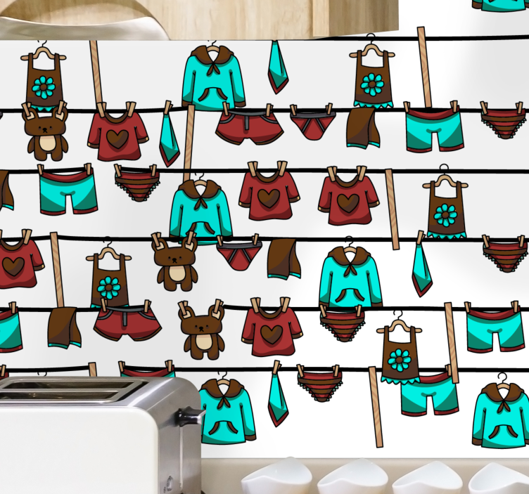 Laundry washing on line wallpaper - TenStickers