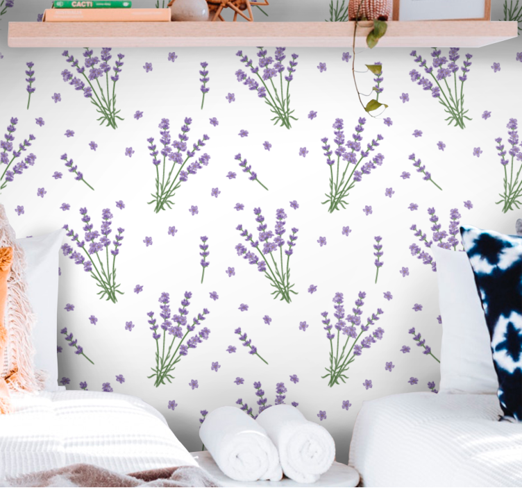 Lavender Floral Garden flower wallpaper - TenStickers