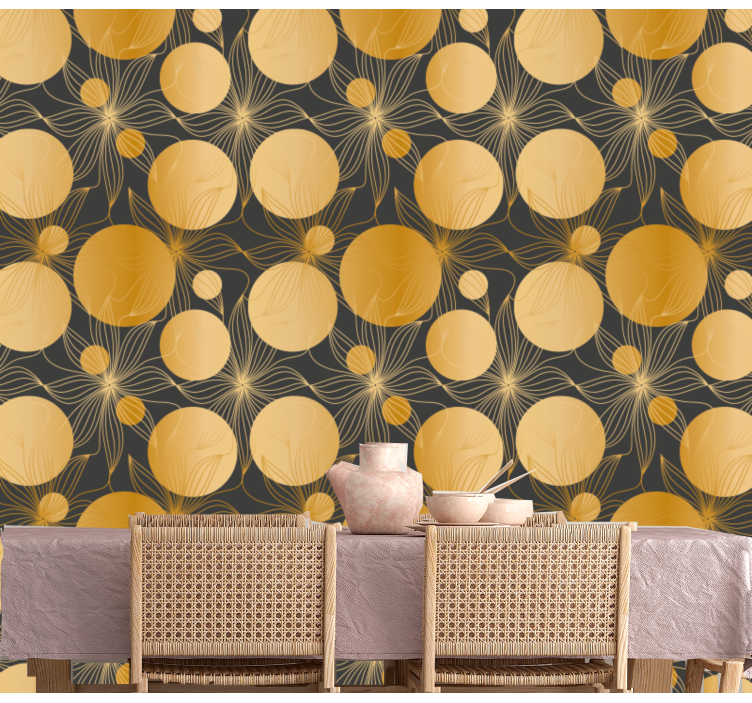 Lotus flower and circles flower wallpaper - TenStickers