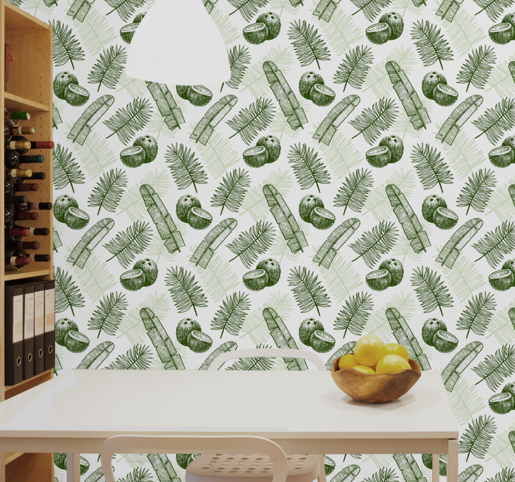 Lush Tropical Elements leaf wallpaper - TenStickers