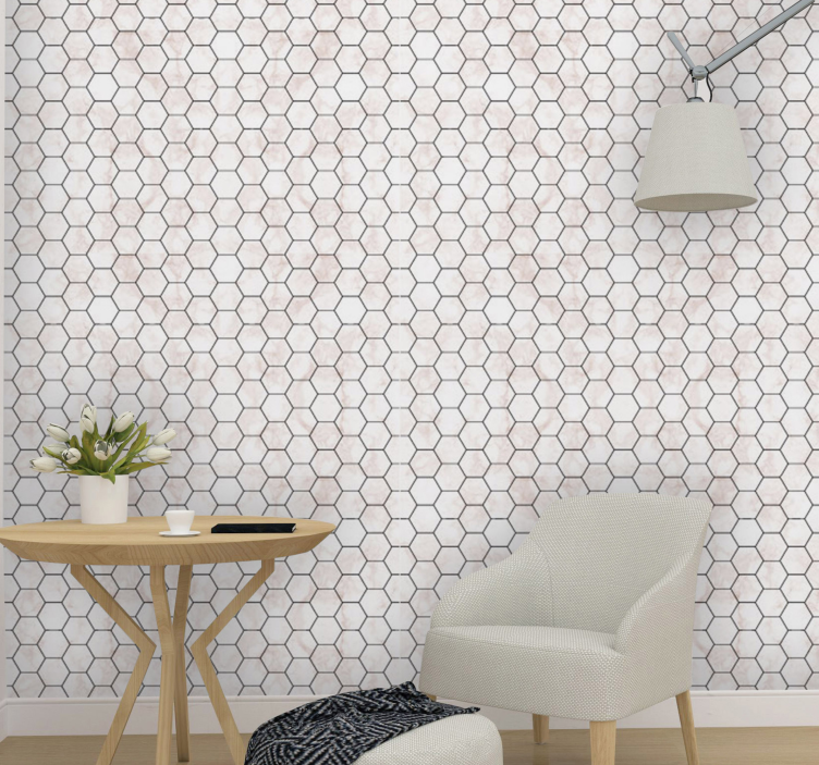 Marble hexagon tiles tile wallpaper - TenStickers