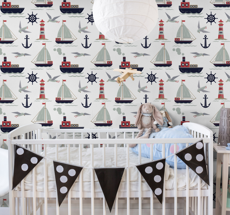 Maritime Baby Room nursery wallpaper - TenStickers