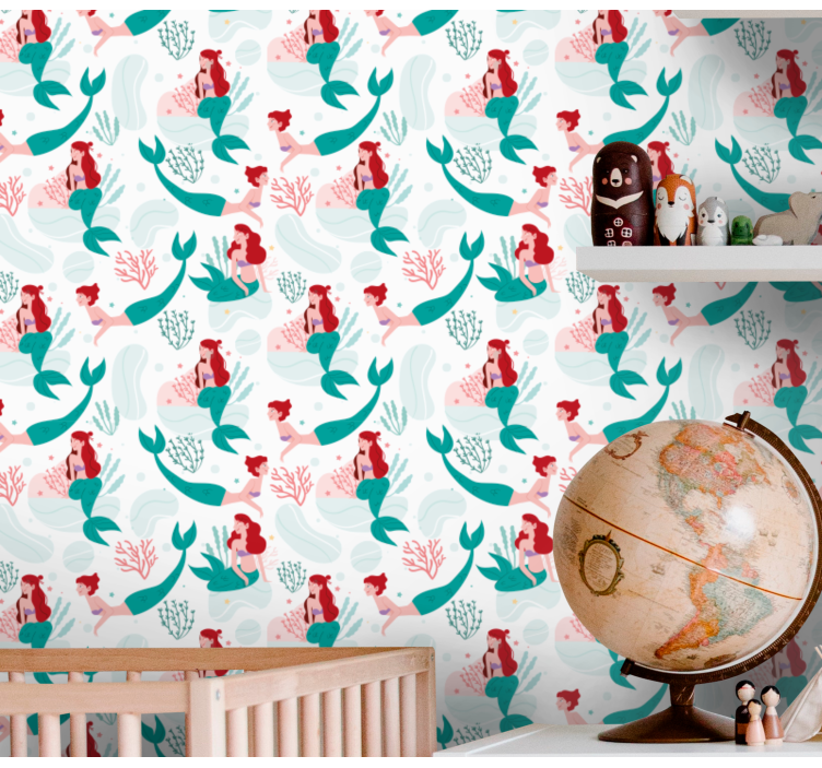 Mermaid Seascape fish wallpaper - TenStickers