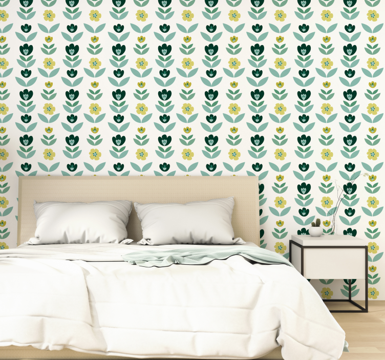 Mint flower Wallpaper for your home - TenStickers