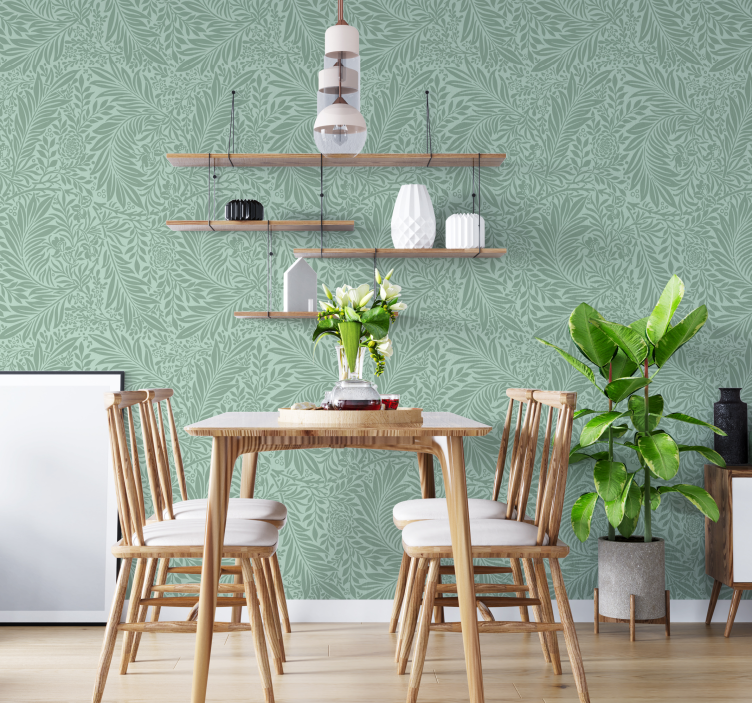 Mint green vintage pattern dining wallpaper - TenStickers