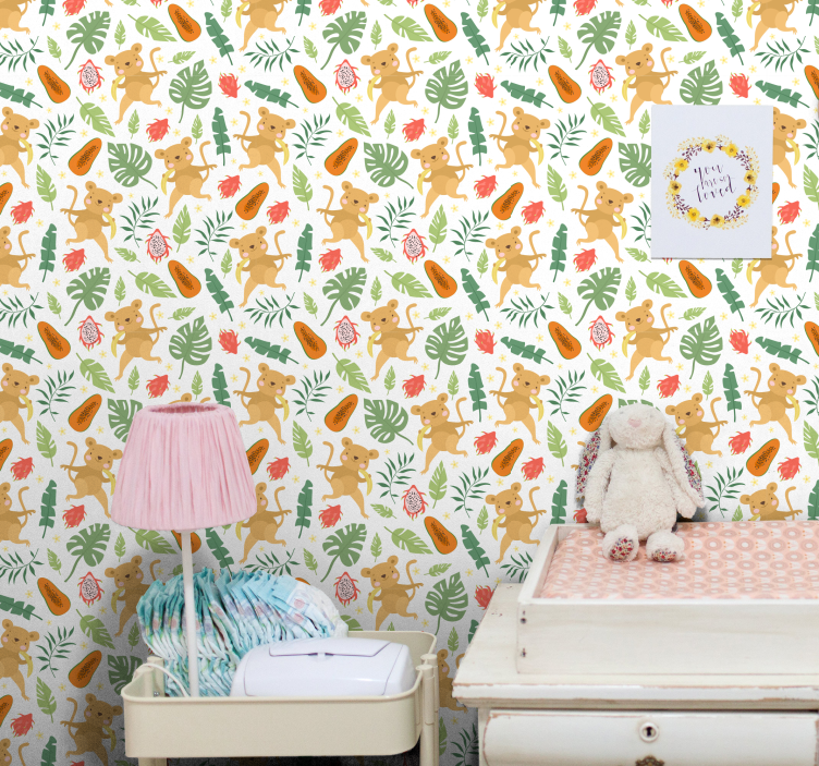 Monkey jungle motif animal wallpaper - TenStickers