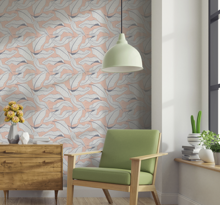 Muted foliage pattern leaf wallpaper - TenStickers