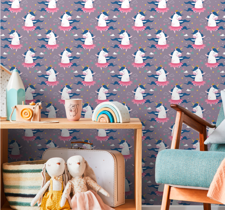 Mythical Unicorns nursery wallpaper - TenStickers