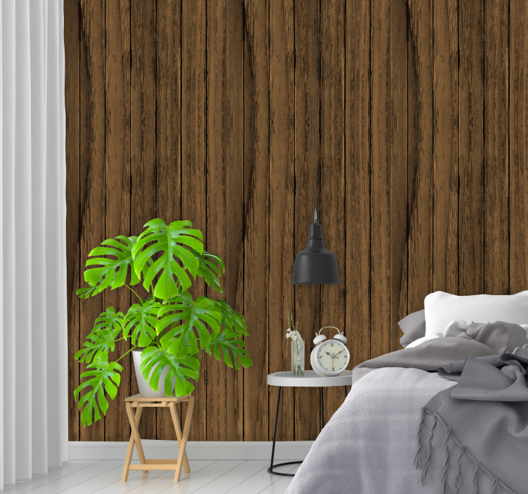 Natural wood texture master bedroom wallpaper - TenStickers
