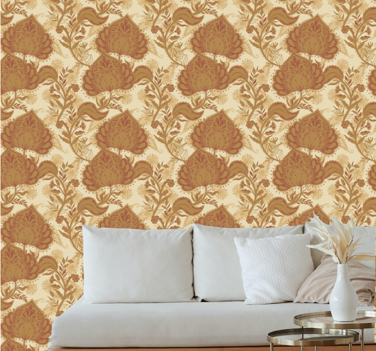 Nature Inspired Design floral ornament wallpaper - TenStickers