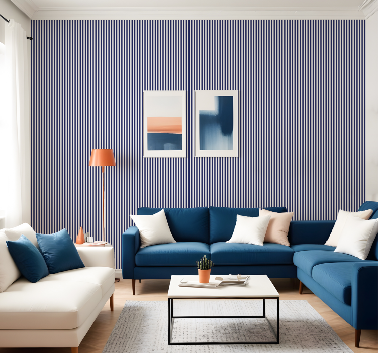 Navy blue colour vertical line wallpaper - TenStickers