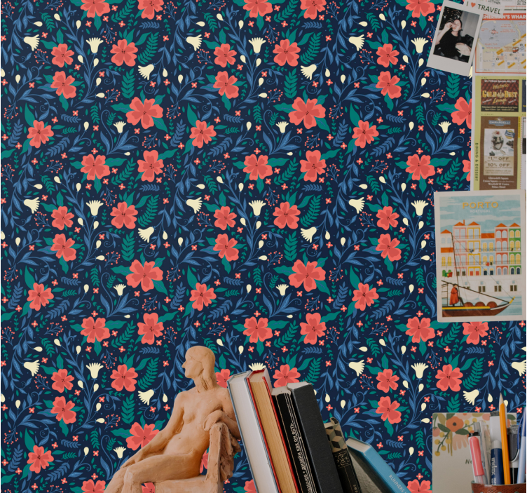 Nordic style artistic flowers Nature Wallpaper - TenStickers