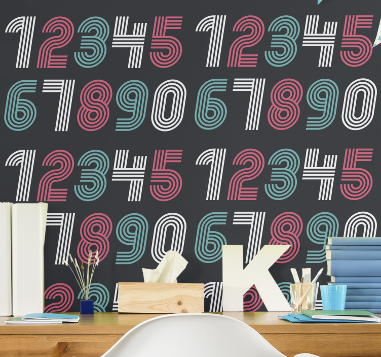 Number Pattern Design vintage wallpaper - TenStickers