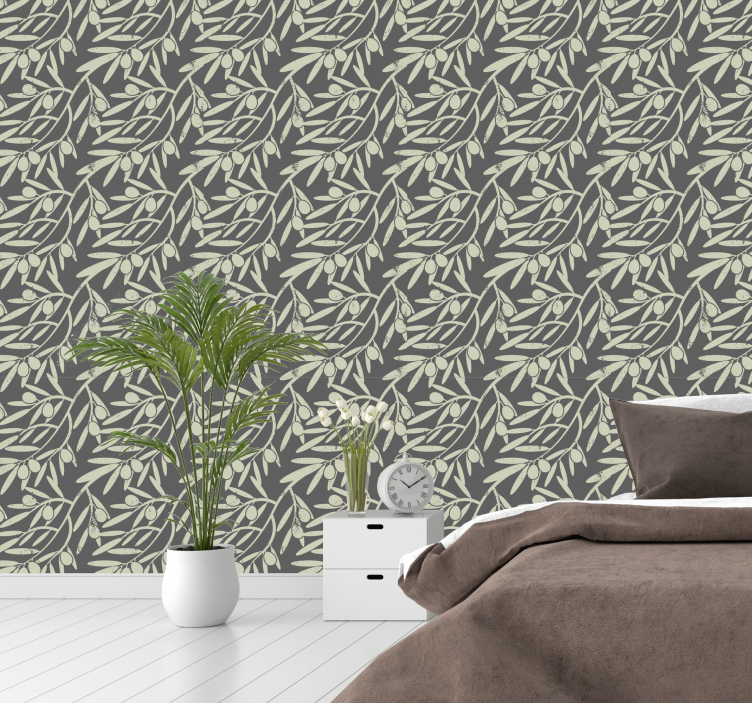 Olive Branch Design leaf wallpaper - TenStickers