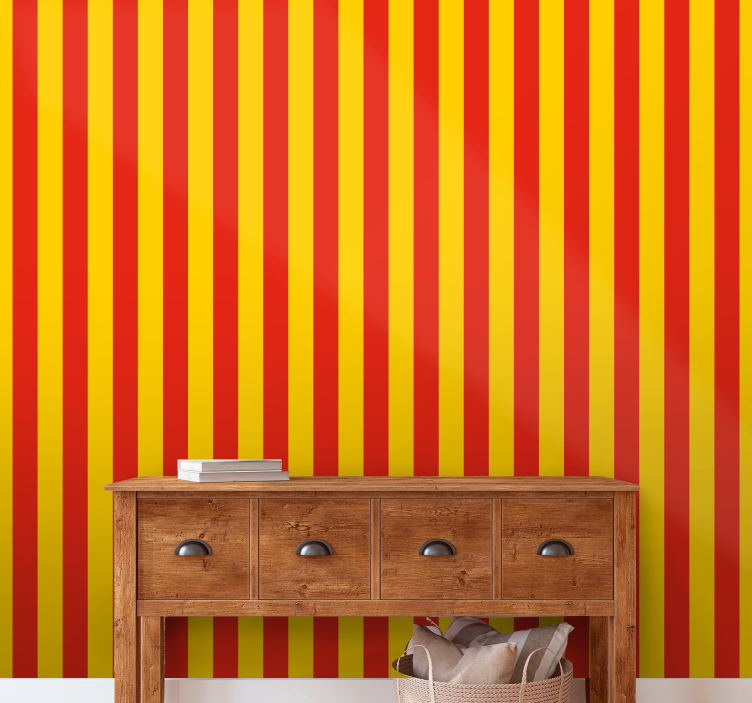 Orange and red horizontal striped wallpaper - TenStickers