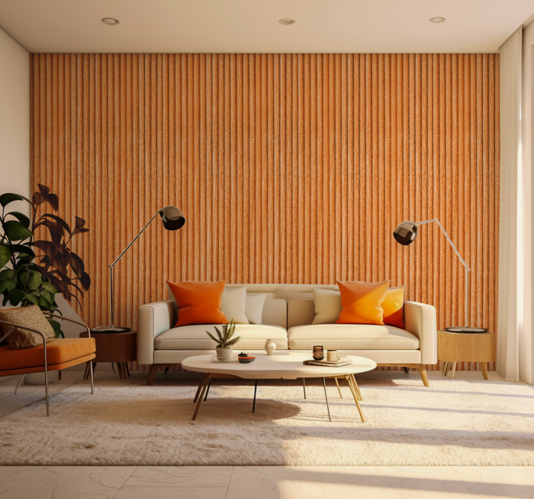 Orange fabric living room wallpaper - TenStickers