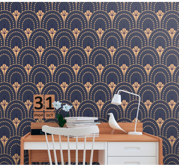 Ornate Fan Pattern home office wallpaper - TenStickers